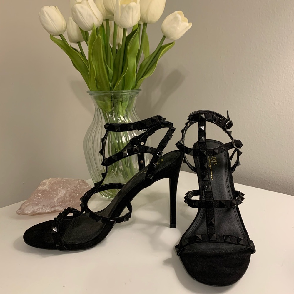 Studded Ankle Strap Heels